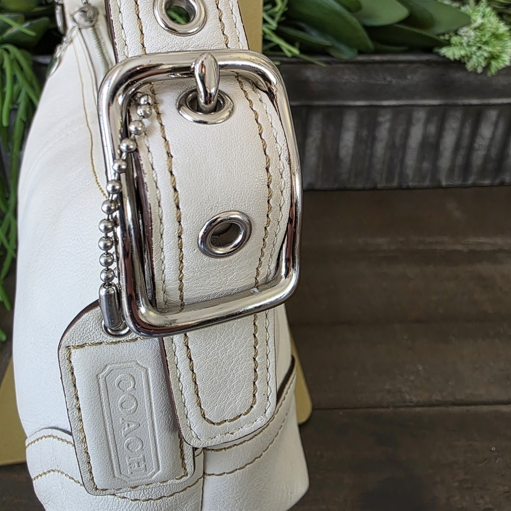 Vintage Coach Soho Leather Baguette Shoulder Bag Y2K 2005-White - Picture 11 of 15